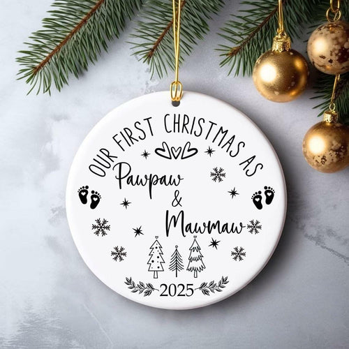 AnhTram97 Our First Christmas Mawmaw Pawpaw Ornament 2025 White Ceramic by Deal US