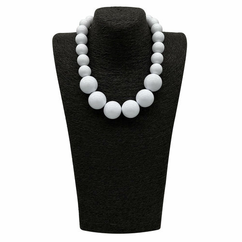JHWZAIY White Acrylic Beaded Necklace Chunky Statement 02 Set by Deal US
