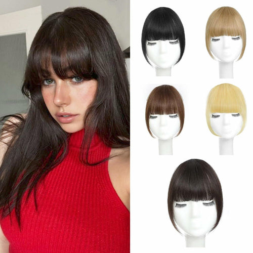 WZNBBOY Synthetic Clip in Bangs Hair Extensions Brown Black Wispy Fringe by Deal US