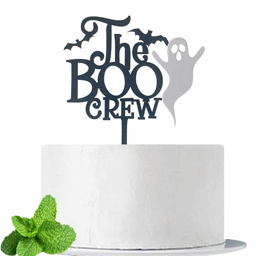 JIEEIN The Boo Crew Halloween Cake Topper Black Acrylic 1 Piece by Deal US