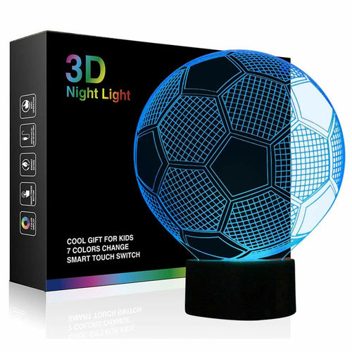 Ticent Soccer 3D Illusion Night Light 7 Color Touch Switch Plastic 5V by Deal US