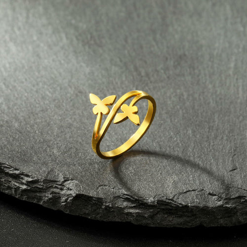 Dreamtimes Butterfly Rings Women Dainty Minimalist Wedding Bands Ring G-6 by Deal US