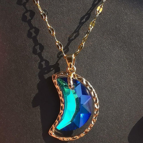 Haowuliao Moon Necklace Women 17x28mm Gold Cable Chain Casual Space by Deal US