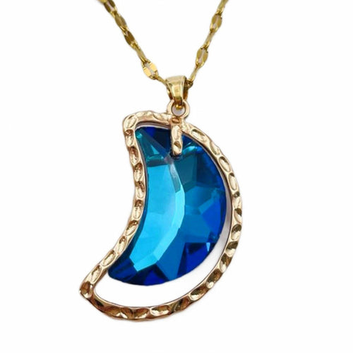 Haowuliao Moon Necklace Women 17x28mm Gold Cable Chain Casual Space by Deal US