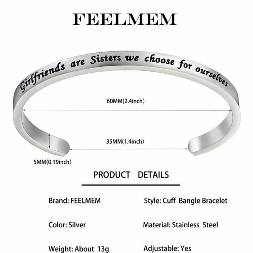 FEELMEM Friendship Cuff Bangle Bracelet Girlfriends Sister Silver by Deal US
