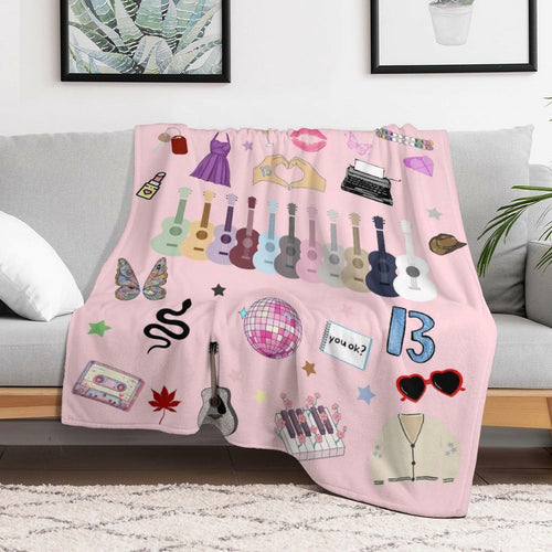 Levionys Music Fans Print Fleece Blanket Pink Purple 50x60 Flannel by Deal US
