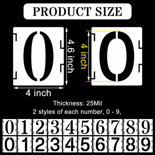 Duozea 4 Inch Number Stencils Set Plastic Reusable Templates for Painting by Deal US