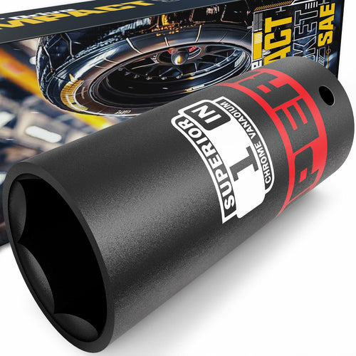 Aiourx 1/2" Drive Impact Socket 1" Deep 6 Point CR-V SAE for Car Repair by Deal US