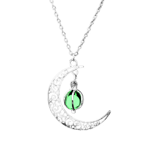 Anvirtue Moonstone Glow Necklace Pendant Chain Green Healing Quartz Alloy by Deal US