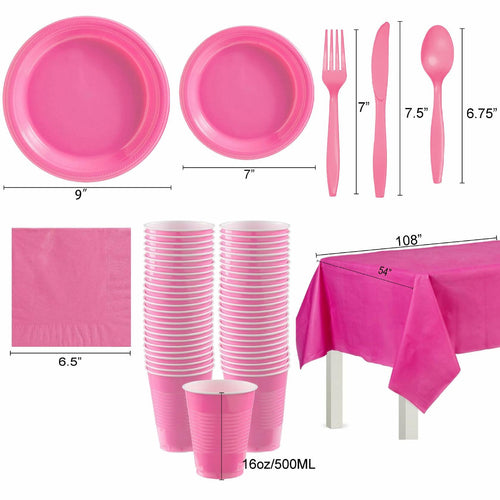Suertestarry 102 Pcs Party Plates Napkins Set Rose Pink for 20 People by Deal US