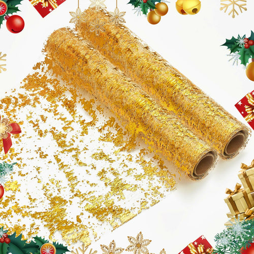 Deconovo Gold Sequin Table Runner 9FT 2PCS Polyester Kitchen Party Decor by Deal US
