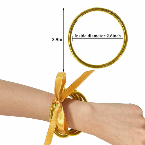 HIIXHC Gold Glitter Jelly Bangle Bracelets Set Silicone Friendship 6.5 Inch by Deal US