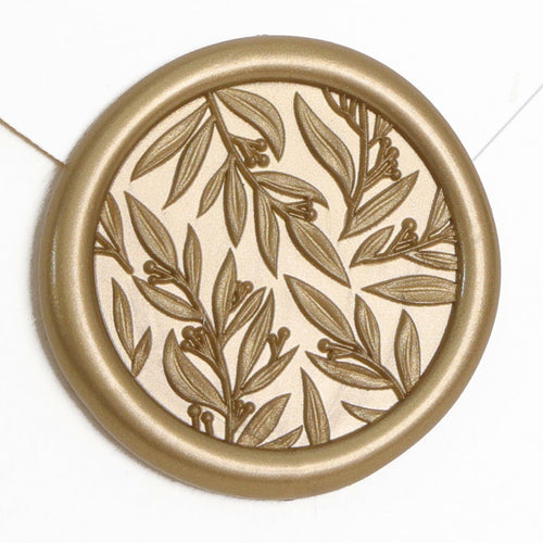 UNIQOOO 3D Leaf Wax Seal Stickers Prosecco Metallic Light Gold 50 Pcs by Deal US