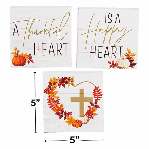 Colorful Religious Tabletop Decorations Set of 3 5x1x5 Inches Fall Decor by Deal US