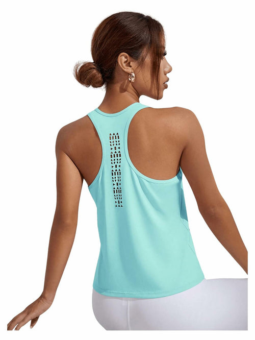 OYOANGLE Women's Sleeveless Racer Back Sports Tank Top Light Blue Size XL by Deal US