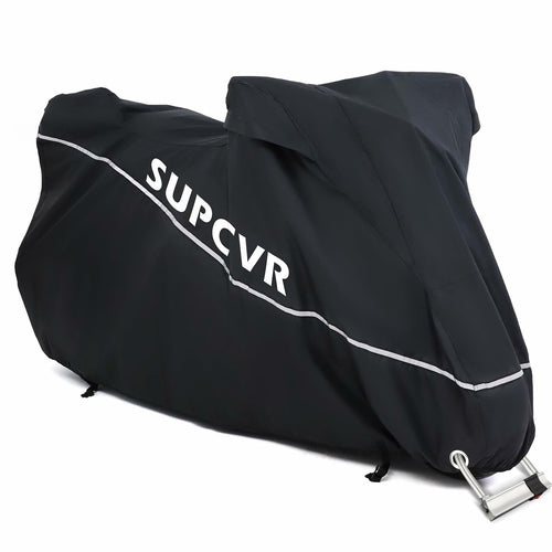 SUPCVR Motorcycle Cover Heavy Duty Waterproof UV-Proof Reflective Strips Black by Deal US