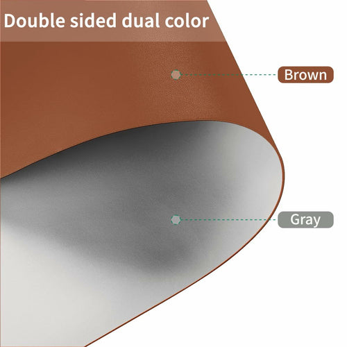 Zinkooat Leather Desk Mat 12x66 Inch 1.8mm Thick Brown+Gray by Deal US