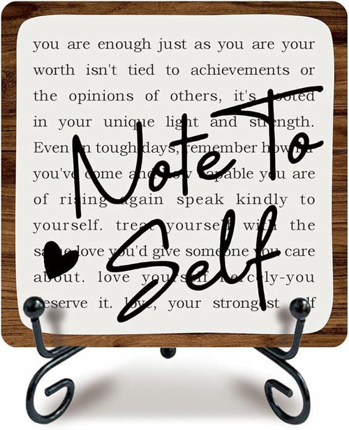 Ketsord 5x5 Black Gossip Wood Plaque Note To Self Inspirational Quote by Deal US