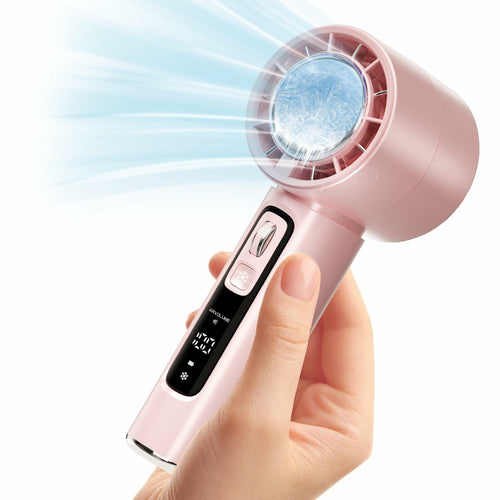 Procci Portable Handheld Fan with Cooling Plate 4000mAh LCD Display Pink by Deal US
