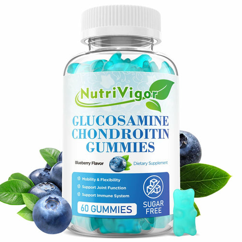 NutriVigor Glucosamine Chondroitin MSM Elderberry Gummies Blueberry 60ct by Deal US