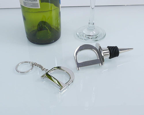 Lutong Letter Gift Set Key Ring & Bottle Stopper D Silver Metal 2 PCS by Deal US