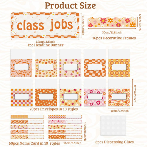 WATINC 97pcs Classroom Jobs Bulletin Board Set Groovy Orange Style by Deal US