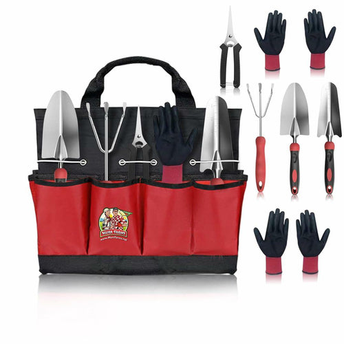 MURR FARMS 7pc Stainless Steel Tool Set Heavy Duty Non-Slip Grip Black Red by Deal US