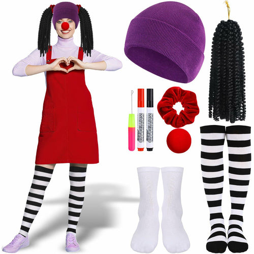 Yearntown 9 Pcs Halloween Women Clown Costume Accessories Multicolor One Size by Deal US