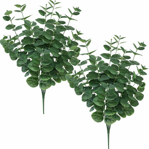 FOREST PRINCE Artificial Eucalyptus Stems 25" Ash Colored 2 PCS Silk Decor by Deal US