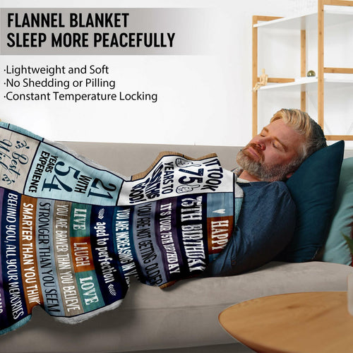 Velivn 60th Birthday Throw Blanket Funny Letter Print 60x80 Size by Deal US
