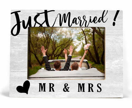 XDFVL Just Married Wedding Photo Frame Black 8x10 Horizontal by Deal US