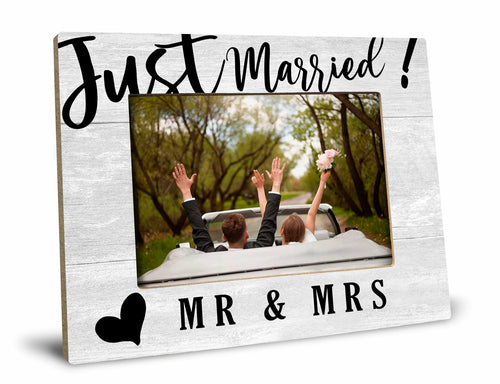 XDFVL Just Married Wedding Photo Frame Black 8x10 Horizontal by Deal US