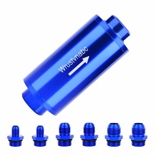 Wrustvnabc 6AN 8AN 10AN Inline Fuel Filter 10 Micron Red 58MM Aluminum by Deal US