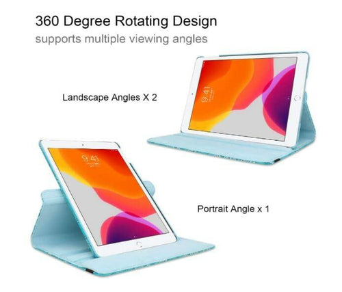 iPad Pro 12.9" 6th Gen Case with Rotating Stand & Auto Sleep/Wake – Blue Flowers by Deal US