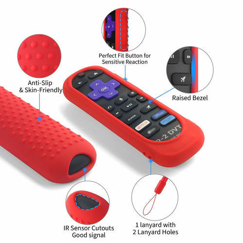 Silicone Remote Cover for Roku TV Remote Shockproof Washable with Lanyard Mint by Deal US