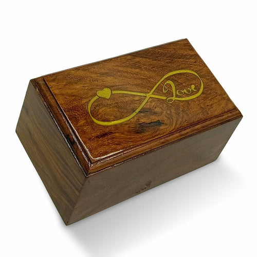 AYZCORP Wooden Urn Infinity Love Design Rosewood Pet Cremation Box by Deal US