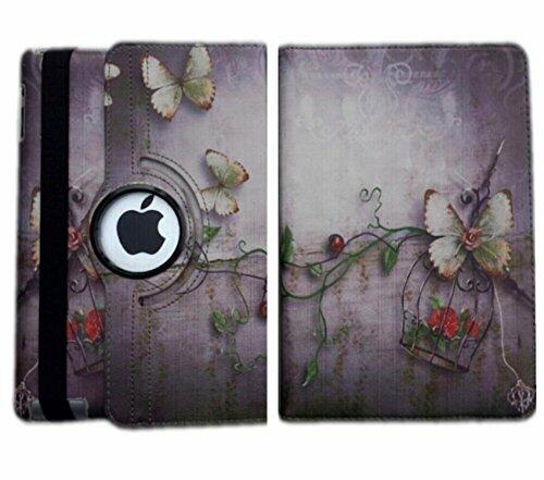 iPad Air 1st/2nd & iPad 5th/6th Gen 9.7 Case 360 Rotating Red Butterfly by Deal US