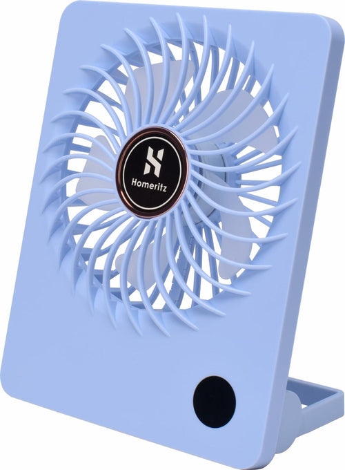 Homeritz Rechargeable Desk Fan 2000mAh Battery 180° Tilt Blue Compact by Deal US