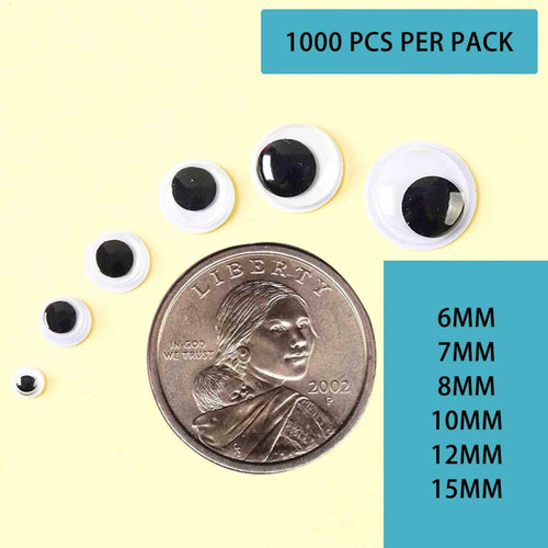 humyeam 1000pcs 8mm White Self-Adhesive Googly Wiggle Eyes for Crafts by Deal US
