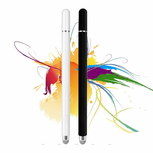 KRSABO 2-in-1 Capacitive Touch Screen Stylus Pen 2 Pack Black White Aluminum by Deal US