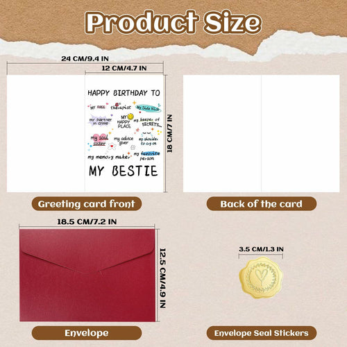 NPCSWXQ Funny Birthday Card for Bestie Friendship 4.7x7.1in with Envelope by Deal US