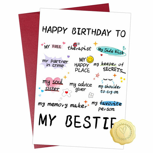NPCSWXQ Funny Birthday Card for Bestie Friendship 4.7x7.1in with Envelope by Deal US