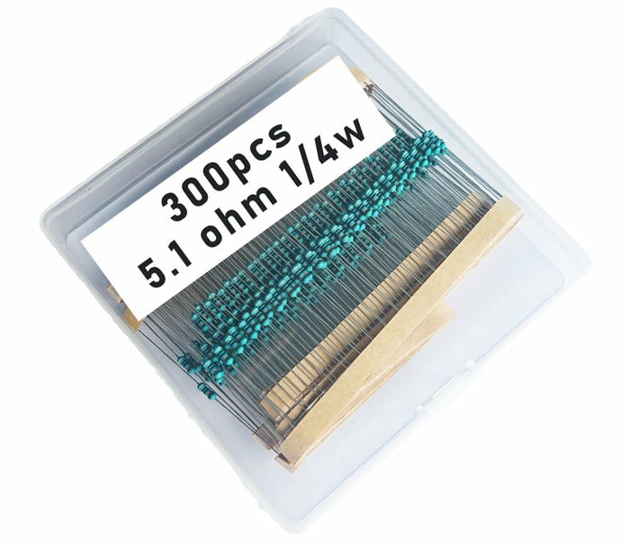 Jiefafa 5.1Ω 1/4W 1% Metal Film Resistor 0.01MF 300pcs Lead Material by Deal US