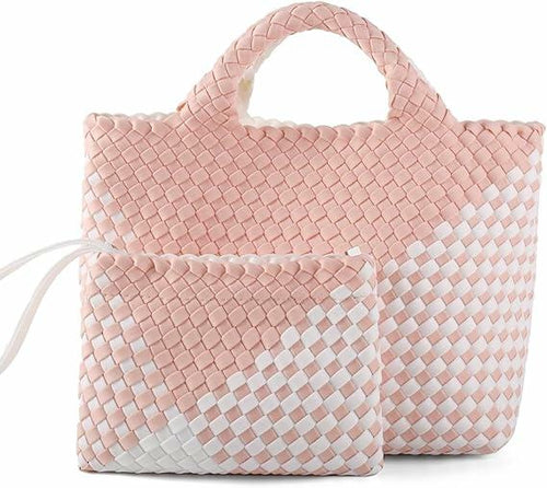 LIKEBAG Neoprene Woven Tote Bag Summer Beach Handbag Purse 11.1x12.2x4.75in by Deal US