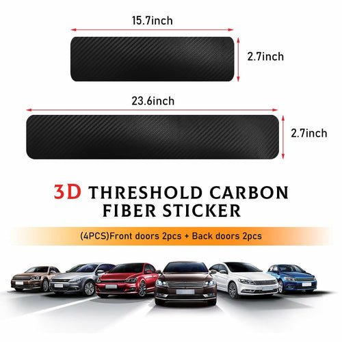 Yourkar 4PCS Car Door Sill Protector 3D Carbon Fiber Wrap Film Green by Deal US