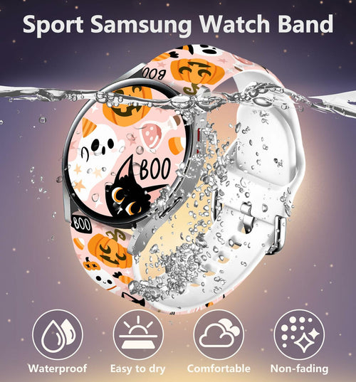 Vieeki Halloween Pumpkin Silicone Watch Band Samsung Galaxy 40-46mm Pink 20mm by Deal US