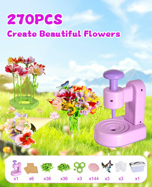 Maylatte Fabric Flower Bouquets DIY Craft Kit for Girls Ages 4-8 with Box by Deal US