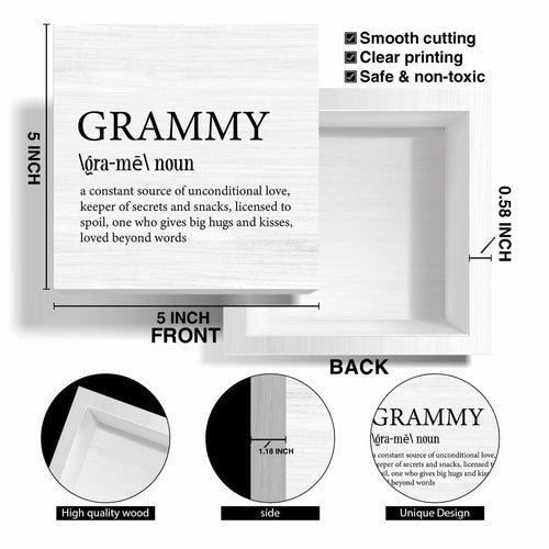 VKYN Grammy Gift Wood Box Keepsake Multicolor 5x5 Inches Home Decor by Deal US