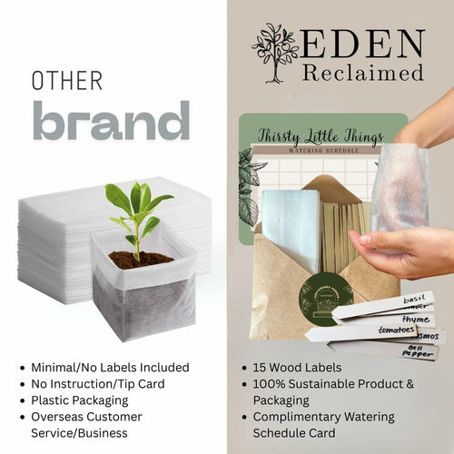 Eden Reclaimed 15-Pack Biodegradable 3.5" Plant Grow Bags with Labels by Deal US