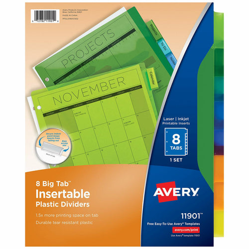 Worksaver Big Tab Dividers Set of 3 Plastic Insertable 5-Tab by Deal US